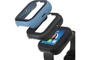 sylacor Compatible with Sync UP Kids Watch 2 Screen Protector, 2Pack Hard PC and Tempered Glass Case Cover for T-Mobile SyncUP Watch, Anti-Scratch and Touch Sensitive (Black+Blue)