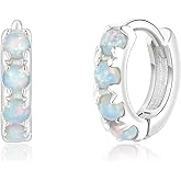 Tiny Mini Opal Huggie Hoop Earrings Upper Ear Cartilage Helix 18k Gold Plated Silver Minimalist Simple Small 10mm 8mm 6mm Hoop Earrings