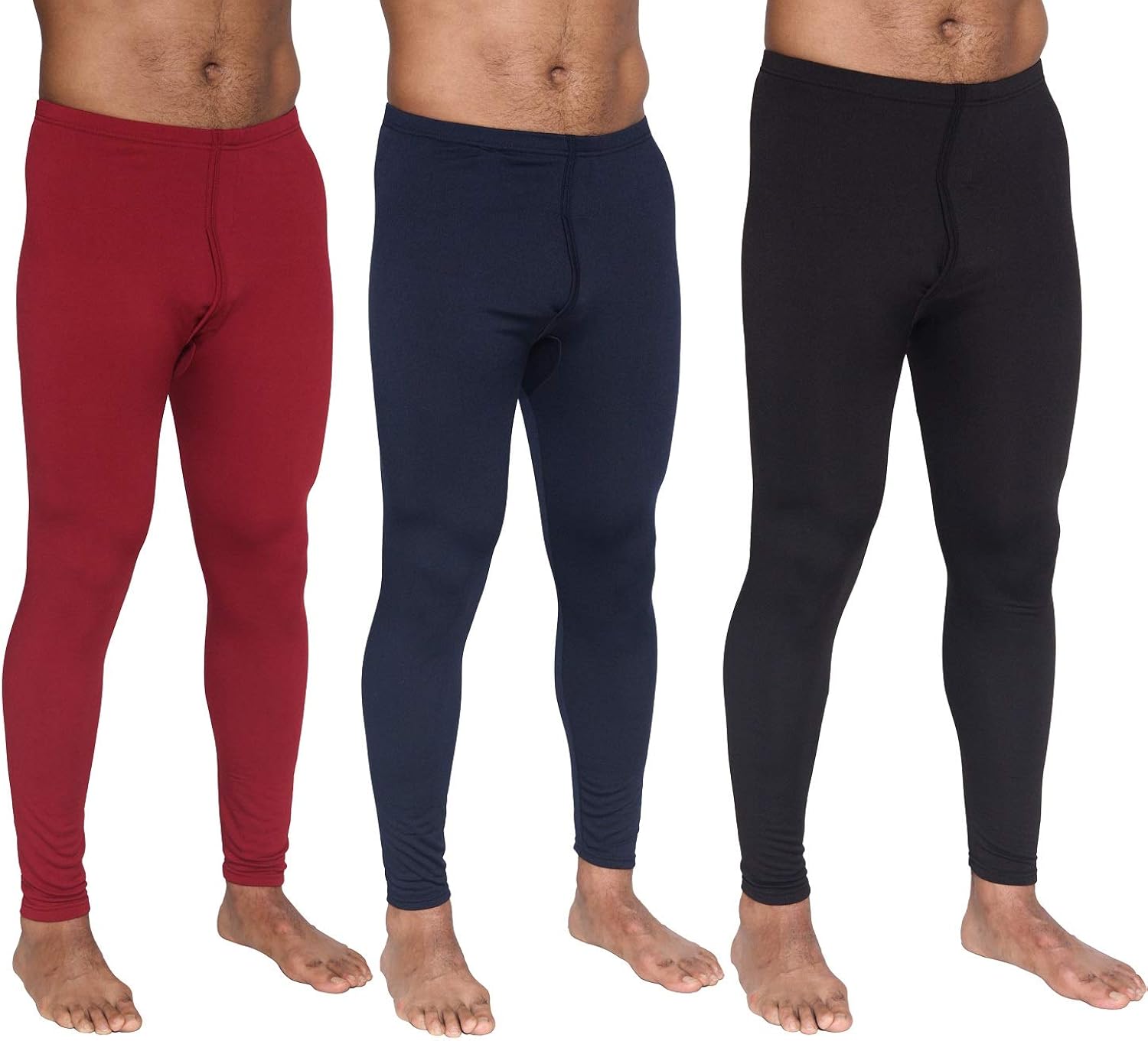 Real Essentials 3 Pack: Men's Thermal Underwear Base Layer Fleece Lined Compression Pants with Functional Fly at  Men’s Clothing store