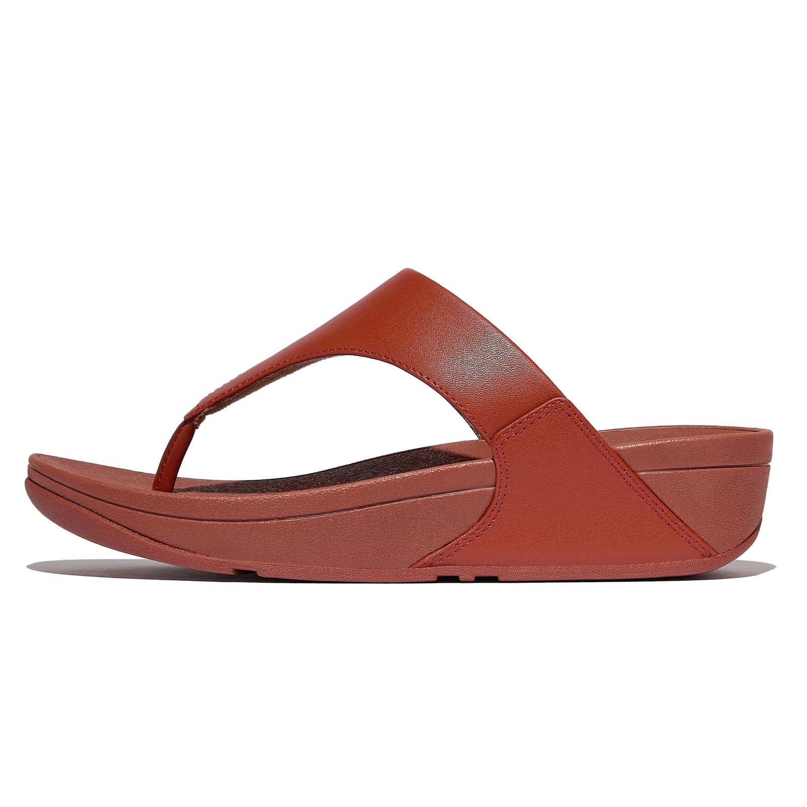 FitFlop Women's Lulu Leather Toepost Wedge Sandal, Terracotta, 9 Image