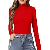 MANGOPOP Women's Mock Turtle Neck Slim Fit Long Sleeve Shirts Fall Fashion Tight Tops Basic Tee Winter Undershirt