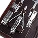 Queentools Stainless Steel Nail Manicure Set of 15 Nail Kit Pedicure Tools with a Brown PU Leather Case