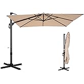 Sophia & William Cantilever Patio Umbrella 9x12ft, Large Outdoor Umbrellas with Crank Handle, 6-Level Tilt,360° Rotation, Windproof, Crashproof, Design for Pool Garden Backyard (Beige)