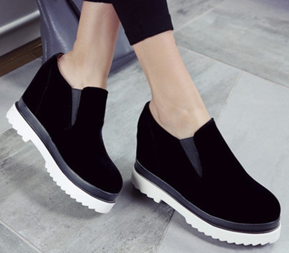 IDIFU Women's Dressy Low Top Slip On Loafers Platform Wedge Sneakers