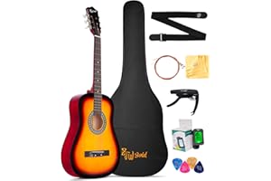 ZJW GOLD Acoustic Guitar for Beginner Kid Teen Children Adult, 38 Inch Classical Guitarra kit with Gig Bag, Strap, Tuner, Capo, Picks, Extra Strings