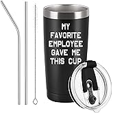 Aletege My Favorite Employee Gave Me This Cup Travel Tumbler Funny Birthday Christmas White Elephant Gifts for Boss Coworkers Manager Men Director Supervisor Team Leader 20 Oz Black