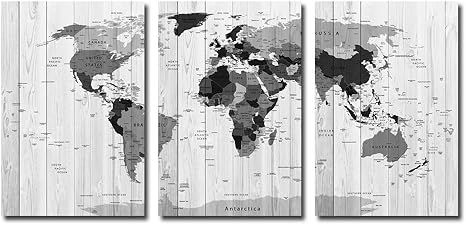 Amazon Com Nautical Decor Pictures Wall Art Living Room 3 Panel Vintage Detailed Executive Map Poster Wood Texture Canvas Giclee Print Gallery Wrap Modern Home Decor Ready To Hang Posters Prints