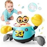 QUAFRET Crab Toy, Musical Tummy Time Toys with Obstacle-Avoiding Function | 3 Volume Settings, 2 Speed Modes, Voice Repeat Function, Removable Battery, a Sensory Gift for Babies 12 Months+