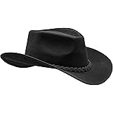 HADZAM Block Grain Leather Cowboy Hat for Men Women Shape able into Out Back hat Durable Leather Hats for Men | Western hat