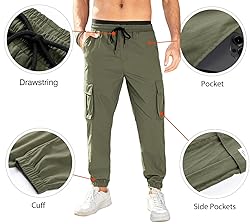JMIERR Work Pants for Men Stretch Elastic Waist