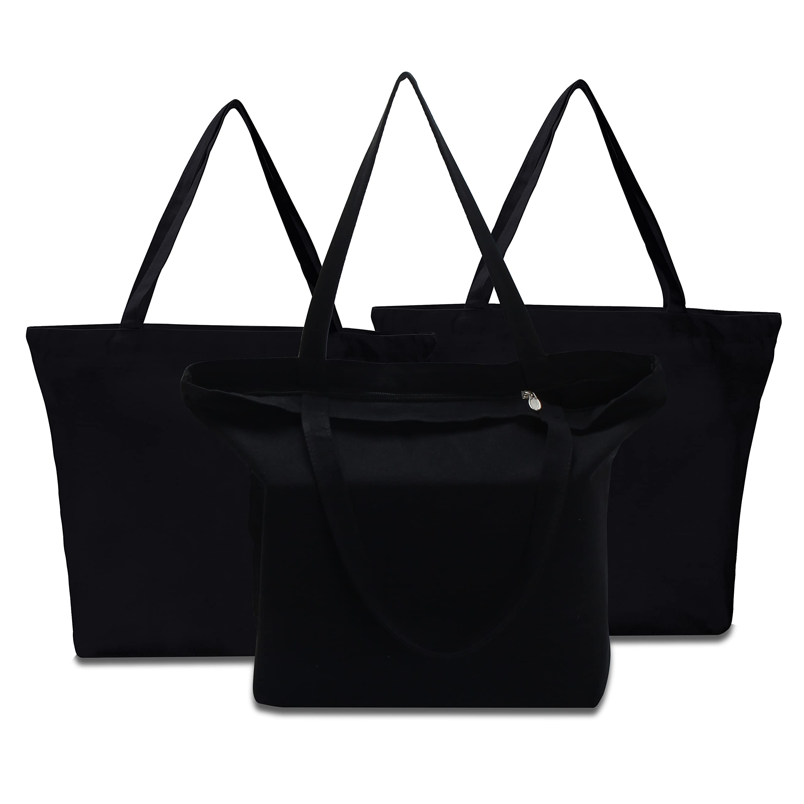 Plain Tote Tote Bag Canvas With Zipper Canvas Zipper Tote Bag 3Pcs