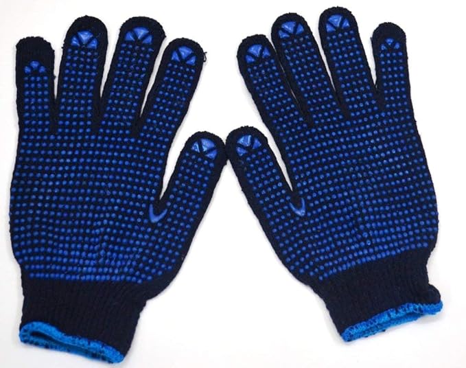 Pacificdeals Washable Reusable Cotton Knitted PVC Blue Dotted Hand