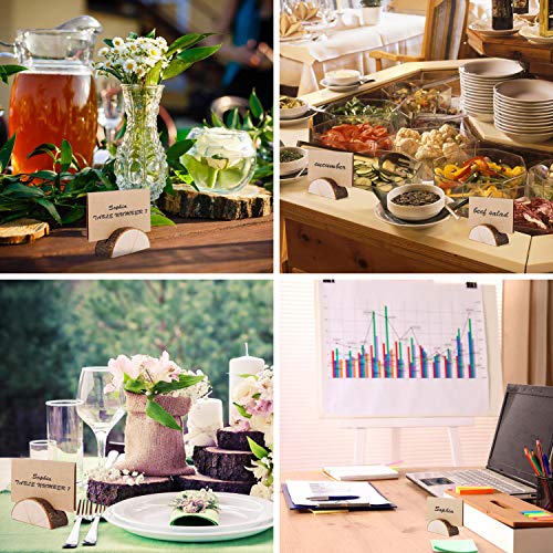 Wanapure 25 Pack Rustic Wood Table Number Holder with 25Pcs Kraft Paper, Photo Picture Table Place Card Holders, Tabletop Cardholder Menu Reserved Card Stand for Wedding, Party, Restaurants, Banquets