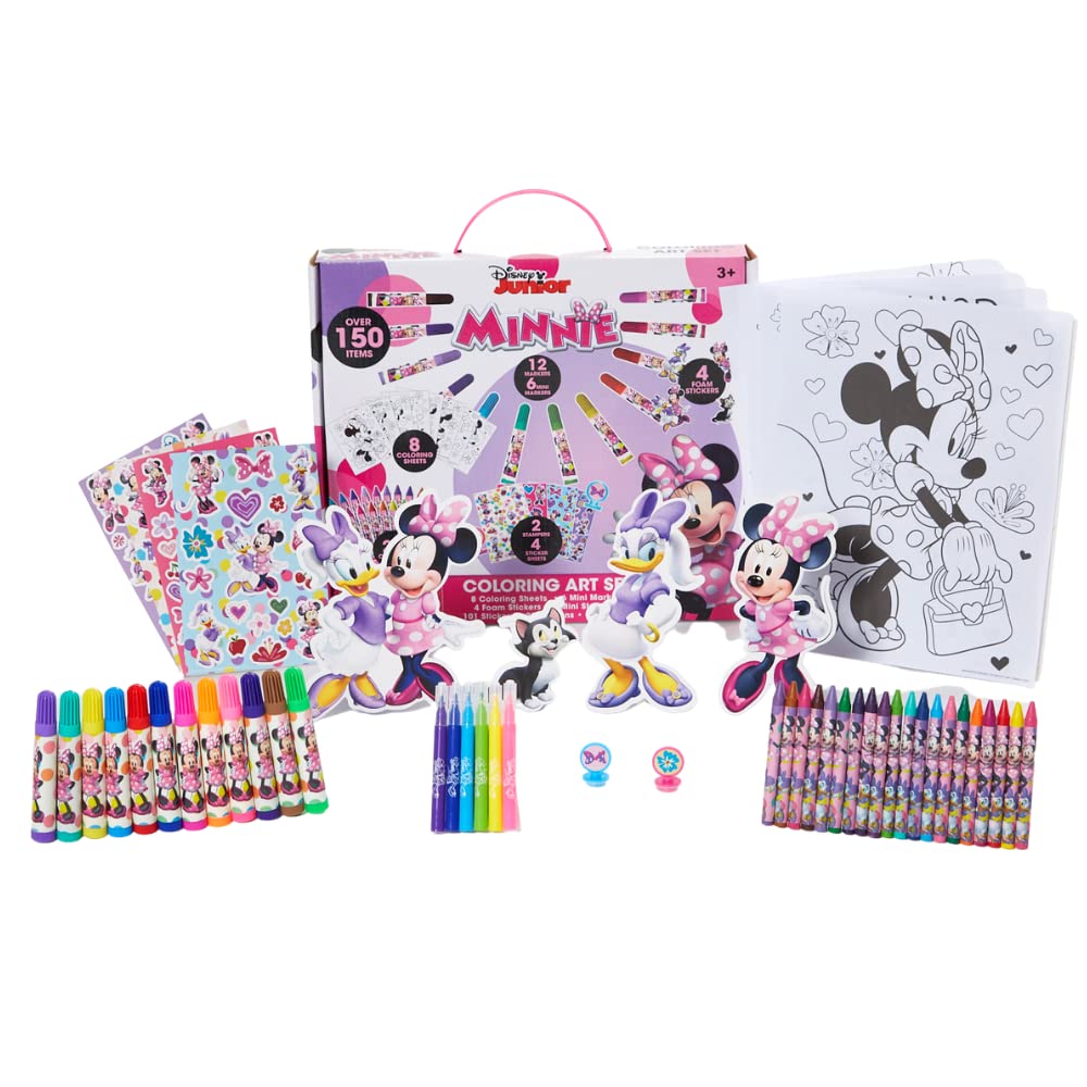 Disney Minnie Mouse Coloring Art Set for Kids with Stickers and Stampers, 150+ Pieces