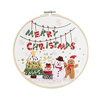Christmas Embroidery Kits: 1 Pack Cross Stitch Kit for Beginners Adults, DIY Ornaments Craft Kit with All Tools & Instructions, Stamped Hand Embroidery Starter Kit for Holiday Crafts & Xmas Home Decor