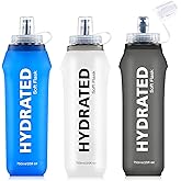 SLUXKE 3 Pack Soft Water Bottle, 25oz/750ml Flask Running Bottles for Hydration Packs, TPU Collapsible Reusable Handheld Flasks for Hiking Cycling Climbing
