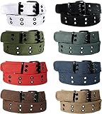 Enimay Designer Double Hole Canvas Belt Black Buckle