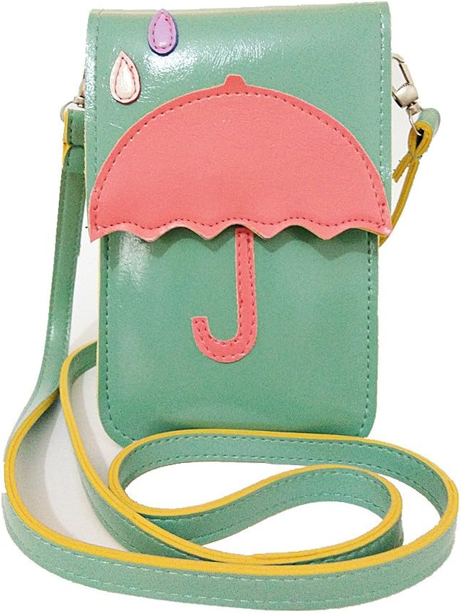 TEGAOTE PU Leather Cute 3D Umbrella Pattern 2 Layers 5.5-Inch Cellphone Pouch Purse with Window Touch Screen