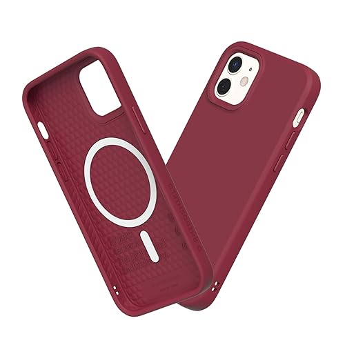 RhinoShield SolidSuit Case Compatible with Magsafe for [iPhone 12 mini] | Shock Absorbent Slim Design Protective Cover with Premium Matte Finish 3.5M / 11ft Drop Protection - Bordeaux Red