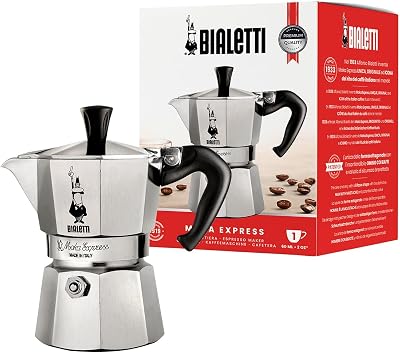 Bialetti Moka Express 1 Cup Aluminium Stovetop Coffee Maker Silver