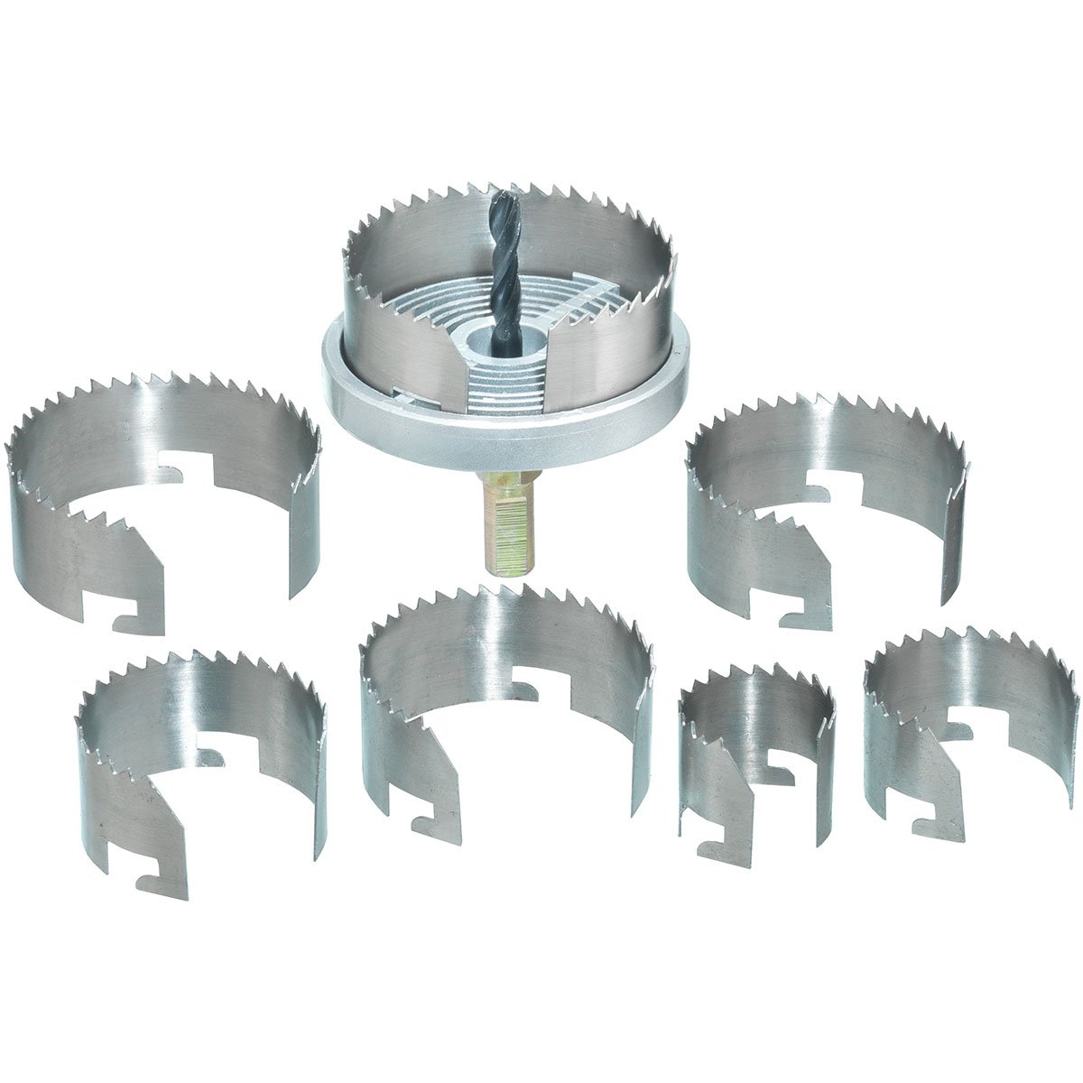 Connex COXT976310 H20 Wood Hole Saw, 0 V, Silver, 26-63 mm, Set of 7 Piece