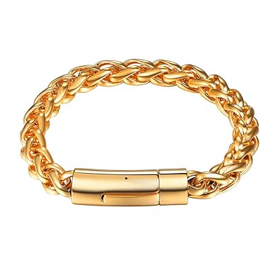 PROSTEEL Herren Armband Edelstahl Weizenkette Armband 8mm Breit Fashion Kettenarmband Armkette für Herren, Länge 19cm/21cm wä