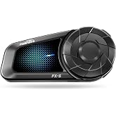 Fodsports FX-S Motorcycle Bluetooth Headset V5.4, 2-Way Helmet Intercom Communication System with IP67 Waterproof, CVC Noise Cancellation, Hands-Free Music/Call, 2 Type Mics, Black, 1 Pack
