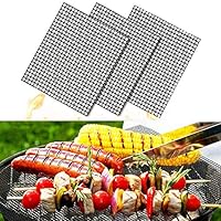 CLAIERY Grill Mesh Mat Set of 3 - Non Stick Barbecue Grill Sheet Liners Teflon Grilling Mats Nonstick Fish Vegetable Smoking Accessories - Works on Smoker,Pellet,Gas, Charcoal Grill,15.75x13inches