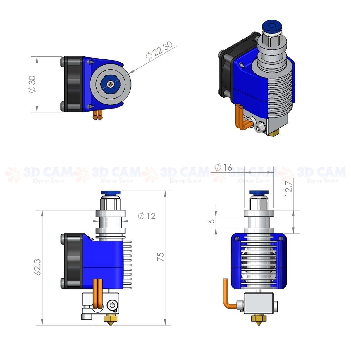 Reprap Champion Metal J Head V6 Hot End For Reprap 3d Printer 1 75mm Filament Bowden Extruder 0 4mm Nozzle Kossel Mini Prusa I3 3d Printer Extruders 3d Printer Parts Accessories Rayvoltbike Com