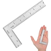 Hadnves L Shaped Ruler 2 inch by 4 inch Small Stainless Steel Right Angle Ruler Square Framing Mini Measuring Tool 90 Degree Square L Rulers for Engineer Carpenter