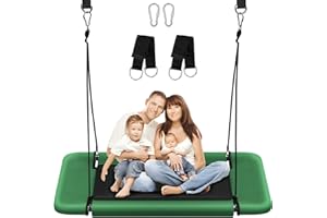 Ansionsol 60" Retangular Tree Swing for Kids & Adults, Adjustable Platform Swing with Hanging Straps, 700lbs Capacity, Waterproof Giant Swings for Backyard Outdoor & Indoor Use, Green & Black