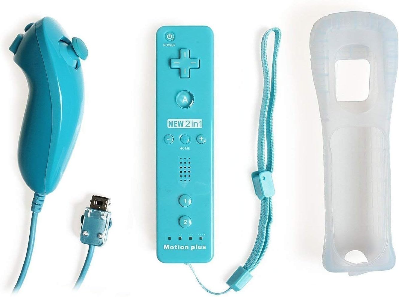 Wii Remote Controller STOGA Built in Motion Plus Remote and Nunchuck Controller for Wii + Case-Blue