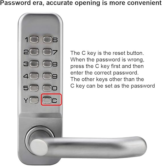 FTVOGUE Aleación de Zinc Dígito Teclado Cerradura de la Puerta Manija de la Puerta de la Mano Derecha Contraseña Cerradura codificada de Seguridad para la Oficina Hogar: Amazon.es: Bricolaje y herramientas