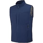 EIGIOO Men's Lightweight Vest Outerwear with Multi Pockets Windproof Sleeveless Jacket for Travel Outdoor Golf