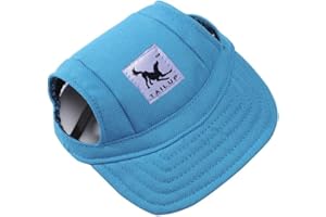 Harikaji Dog Hat,Dog Sunscreen Hat Baseball Cap Outdoor Sports Hat with Ear Holes Chin Strap Adjustable Hat for Small and Medium Dog Large Dogs (XL, Blue)