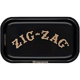 ZIG-ZAG Metal Rolling Ppaer Tray, Black, Small (10.75" x 6.5") | Elegant Design, Sleek Finish, Smooth Rounded Corners