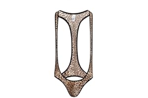 Swbreety Men's Jockstrap Leotard Leopard Underwear Jumpsuit Wrestling Singlet