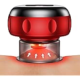 5-in-1 Smart Dynamic Cupping Therapy Massager Set, 12 Levels Heat & Suction Cupping Kit for Massage Therapy, Electric Cupping Device with Red Light Therapy for Back Pain, Knots, Muscle Soreness (Red)