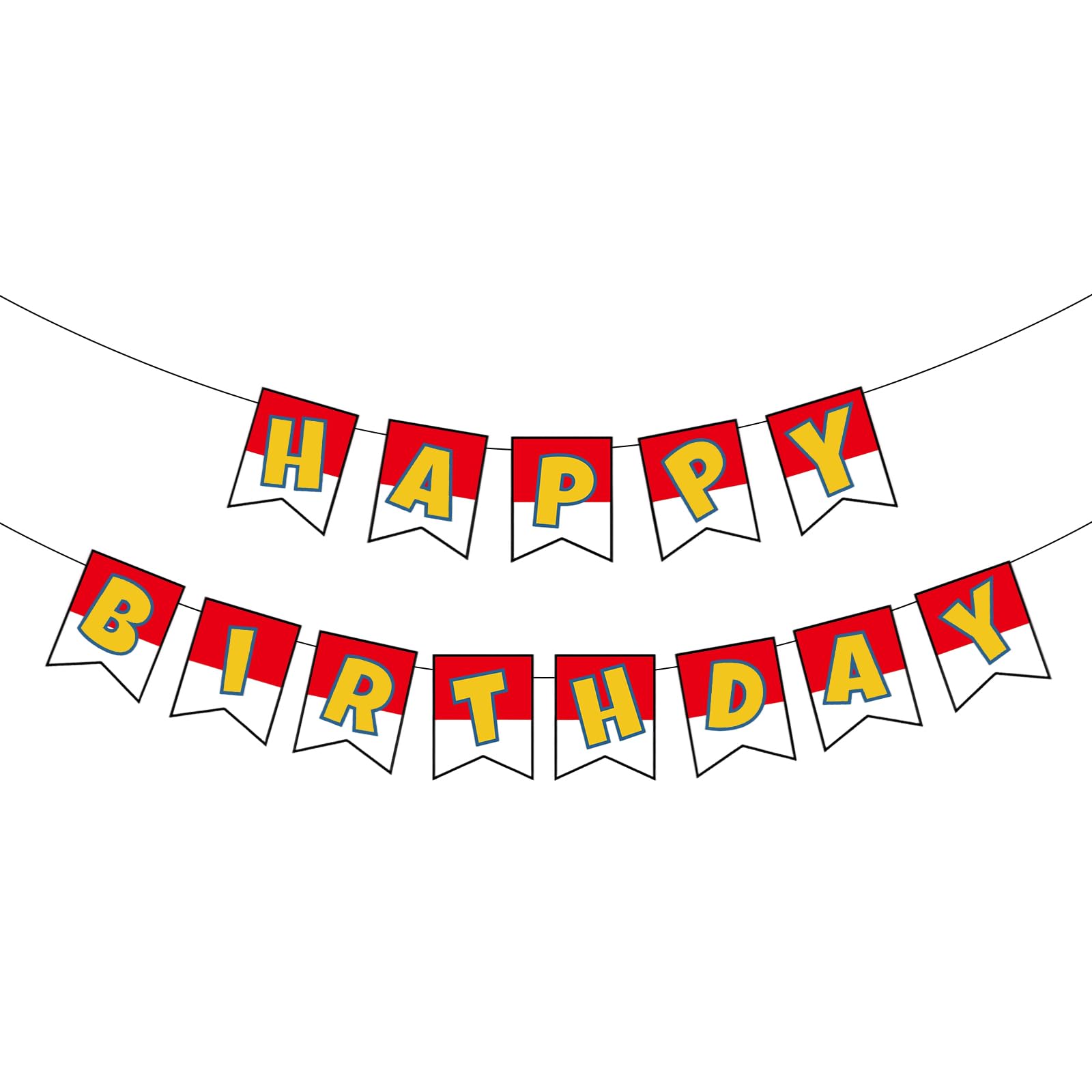 Photo 1 of Cartoon Animation Birthday Banner, Cartoon Red and White Birthday Banner Creative Theme Party Hanging Bunting Decoration for Kids Adults Party Supplies Decor