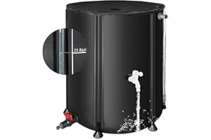 YAFF Rain Barrels to Collect Rainwater from Gutter - Portable Water Storage Tank Water Barrel Rainwater Collection System Rain Catcher Include Filter Two Spigots and Overflow Kit (53 Gallon, Black)