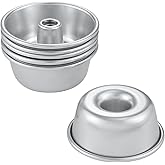 Marimer FORBAKE Non-Stick 4" Angel Food Pan Set - 6-Pack Aluminum Chiffon Cake Tube Pans for Perfect Oven Baking - Anodized Surface - Bake Like a Pro!