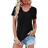 WIHOLL Summer Tops for Women Scoop Neck Basic Tees Short Sleeve Casual T-Shirts Loose Fit