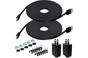 DIANMU 26FT Power Extension Cable Charger for Blink Outdoor(3rd Gen)/XT/XT2, Wyze Cam v4/v3/OG, Arlo Essential,Weatherproof Power Cord with Adapter for Security Camera(Not for Blink 4,not Type C)-2Pack,Black