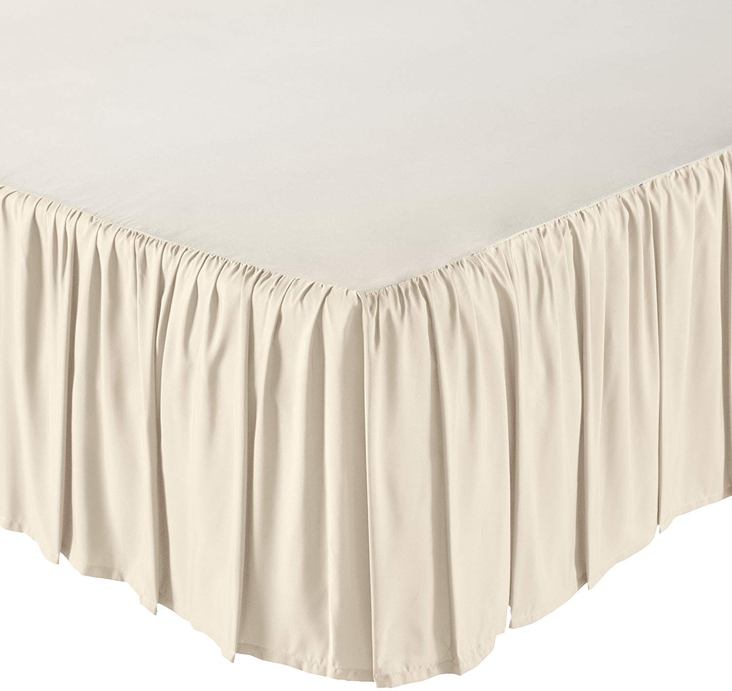 Bedding Overseas Dust Ruffle with Split Corner Ruffled Gatherd Bed Skirt with Platform Three Sided Coverage Easy fit,Dust Ruffle Wrinkle and Fade Resistant bedskirt (King 14 inches,Ivory)