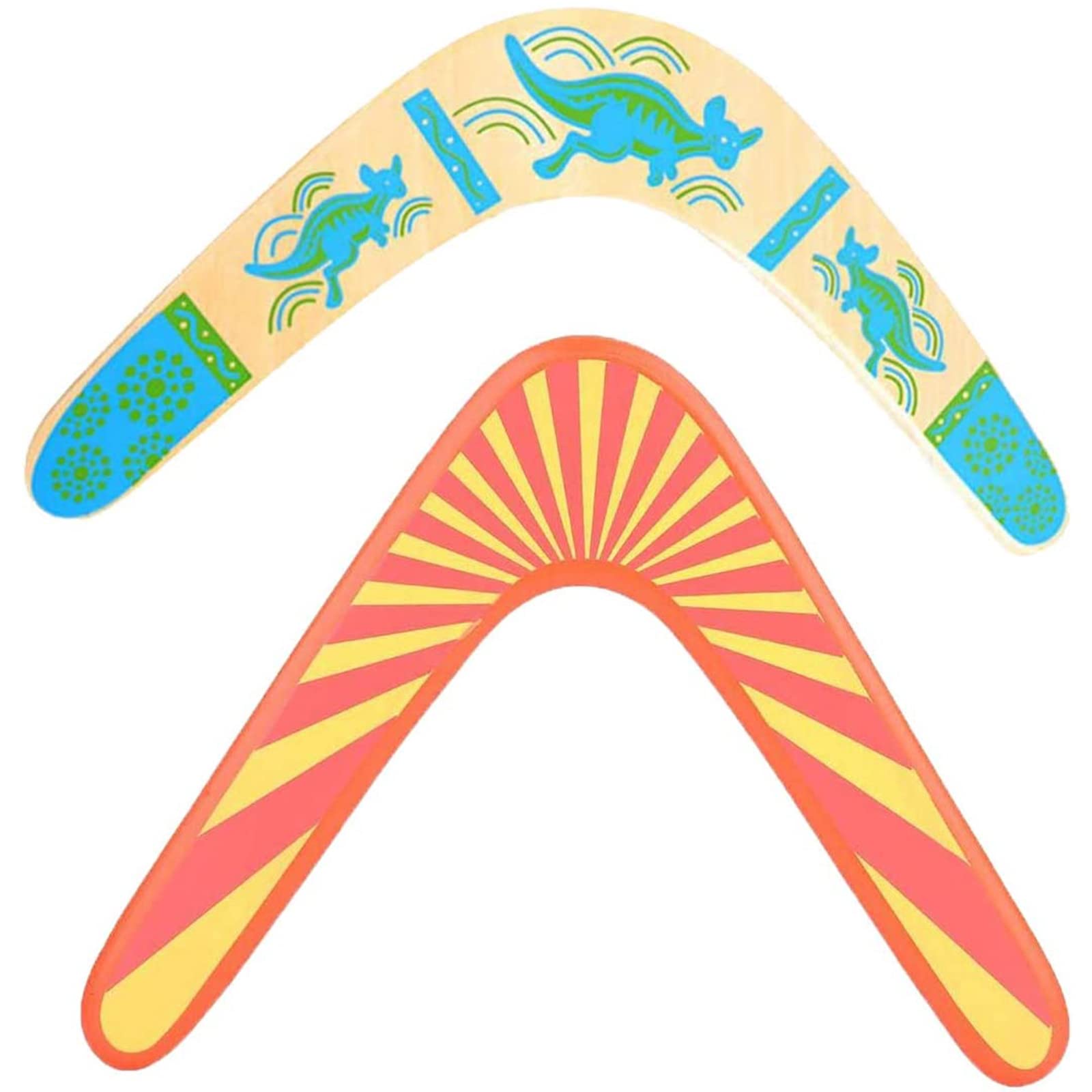 Guador 2 Pcs Wooden V-Shaped Boomerang Classic Maneuver Dart Outdoor Flying Disc Throw Catch for Kids Adults Toy (Two Styles)
