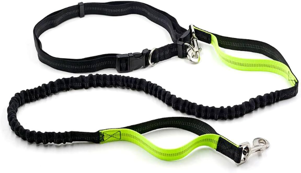 Lifepul Hands Free Running Dog Lead - Pet Dog Waist Leash Walking Belt, Dual Handle Running Leash, Reflective Strip In Adjustable for Running, Jogging or Walking, Hiking