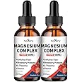 Liquid Magnesium Blend 400mg, Kids Magnesium Glycinate Complex Liquid Drops with Vitamin for Men and Women Bone Health, Relaxation and Sleep (2 Pack)