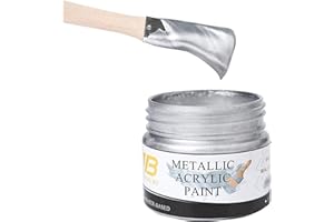 YongBo Metallic Silver Acrylic Paint, 100ml Silver Paint, Art Craft Paints for Canvas, Rock, Stone, Wood, Fabric, Art Supplies