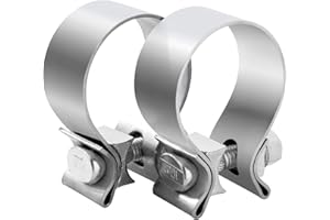 Vitonsbay 1.75 Inch Exhaust Clamp,1 3/4 In Narrow Exhaust Muffler Band Clamp Stainless Steel (2Pcs)