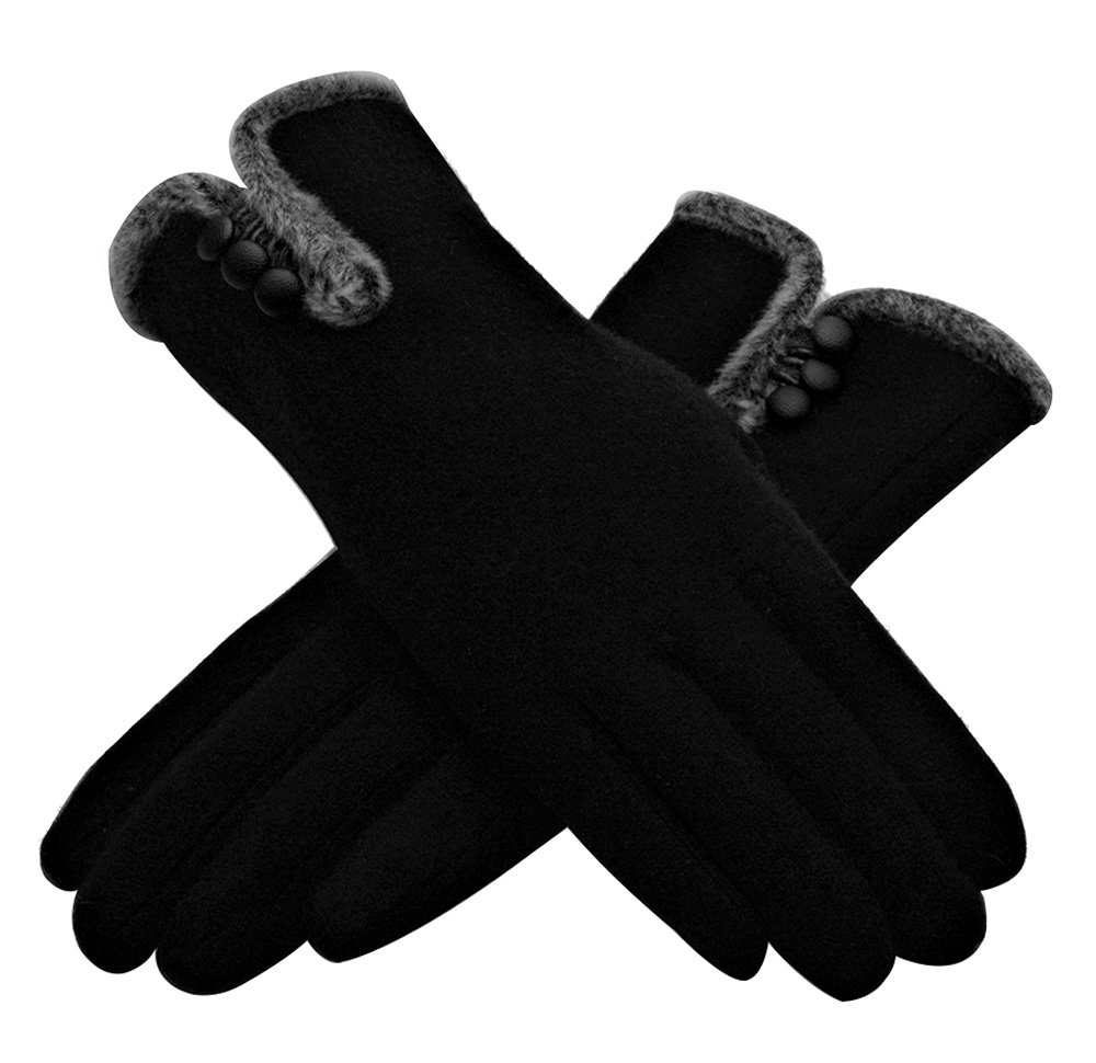 Winter Gloves for Women Touch Screen Texting Warm Wool Fleece Cashmere Buttons Style Lined Cold Weather Gloves